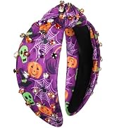 FAERLIIRY Halloween Headbands for Women Rhinestone Knotted Headbands Crystal Embellished Wide Kno...