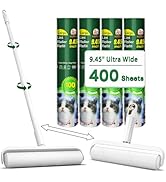 Large Lint Rollers for Pet Hair Extra Sticky, 400 Sheets Roller Refills with Long Handle, 9.45" G...