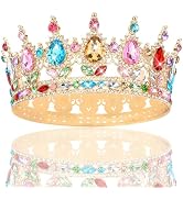 CAVETEE Crystal Crowns for Women Full Round Queen Tiara for Women Bridal Wedding Prom Princess Bi...