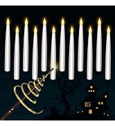 Floating Candles with Wand Control, 12Pcs Hanging Flameless Candles, Christmas Candles for Christ...