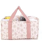CEUTNIZ Floral Versatile Car Storage Basket Quilted Floral Baby Diaper for Car,Home and On-the-Go...