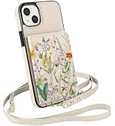 uCOLOR Case for iPhone 15/14 6.1'' Wallet Case for Women, Crossbody Zipper Purse with Shoulder Wr...