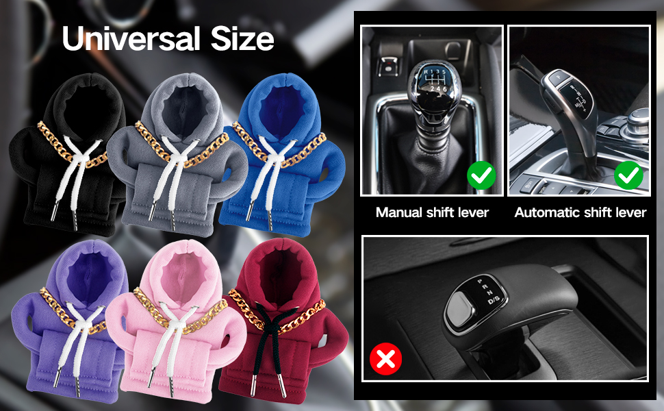 Text reads 'Universal Size'. Product demonstration showing various colored headphone accessories and adjustment features in multiple panels.