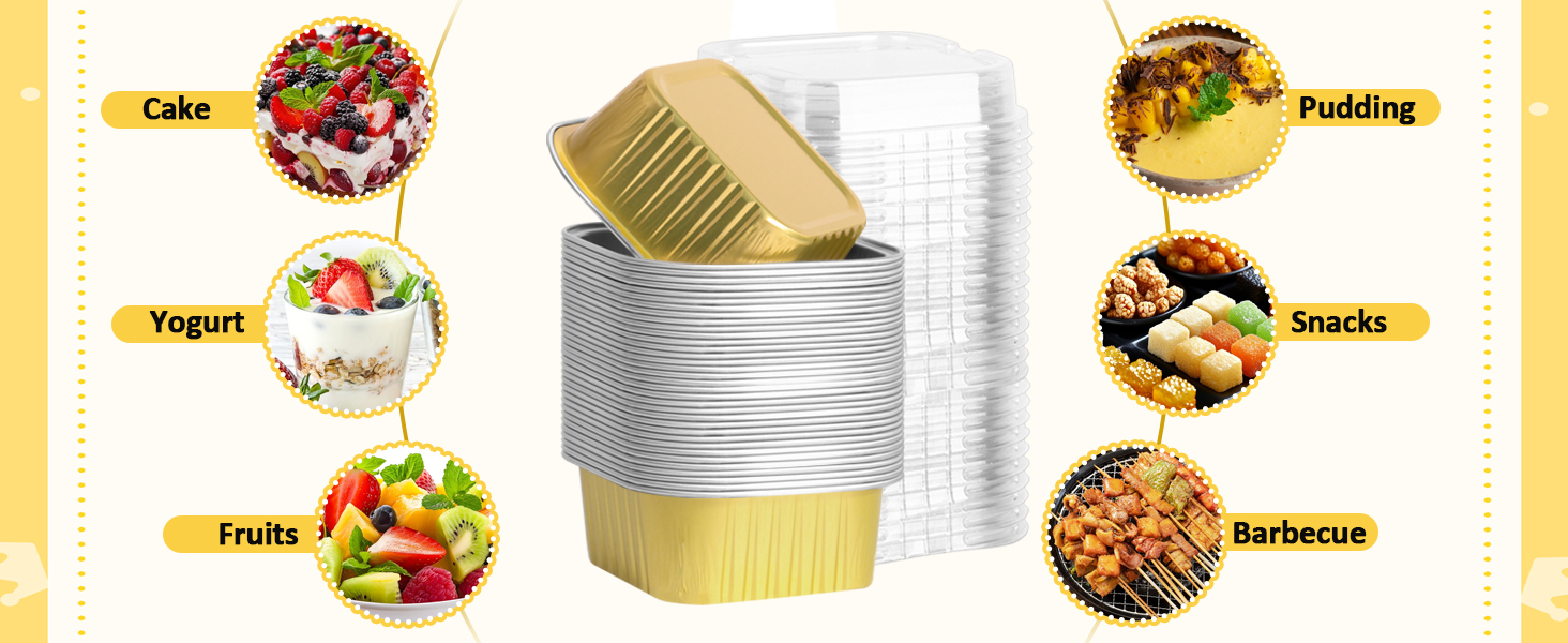 5 OZ Square Mini Baking Pans with Lids
