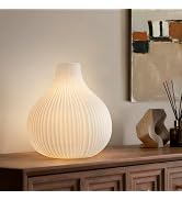 RONDURE 8.7" Modern Ceramic Table Lamp, Modern Bedside Lamps for Bedroom, Living Room and Nightst...