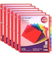 SUQJOY Binder Index Dividers with Tabs, 48 Count 3 Ring Binder Dividers with Pockets, 8 Tab Divid...