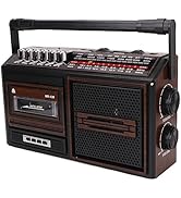 Retro Boombox with Cassette Player, AM FM Portable Boombox Retro Home Audio Stereo Radio Tape Cas...