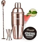 KITESSENSU Cocktail Shaker Set, Stainless Steel Bartending Kit with 25 Ounce Cocktail Shaker with...