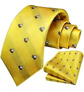 HISDERN Ties for Men Classic Animal Tie and Pocket Square Set Jacquard Woven Silk Neckties Handke...