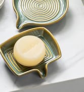 Self Draining Soap Dish, Ceramic Drain Soap Holder Waterfall Design Soap Saver for Shower, Bathro...