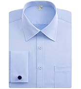 J.Ver Men's French Cuff Dress Shirts Regular Fit Long Sleeve Spead Collar Metal Cufflink