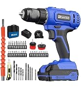 FADAKWALT 20V Cordless Drill/Driver Set,Electric Power Drill Kit with Battery& Charger, 1/2inch K...