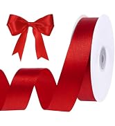 woric Red Satin Ribbon 1 Inch 50 Yards Red Bows | Ideal for Floral Wreaths Hair Bows Crafts Gift ...
