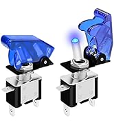 DaierTek 12V Blue LED Lighted Toggle Switch with Safety Cover Guard 3 Pin ON Off Covered Rocker H...