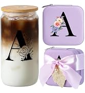 AYGXU glass cups with lids and straws 16oz,Travel Must Have Jewelry Box set,Travel Jewelry Case O...