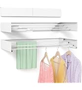 BAKON Wall Mounted Drying Rack, Laundry Clothes Drying Rack Foldable, Space Saving Collapsible Dr...