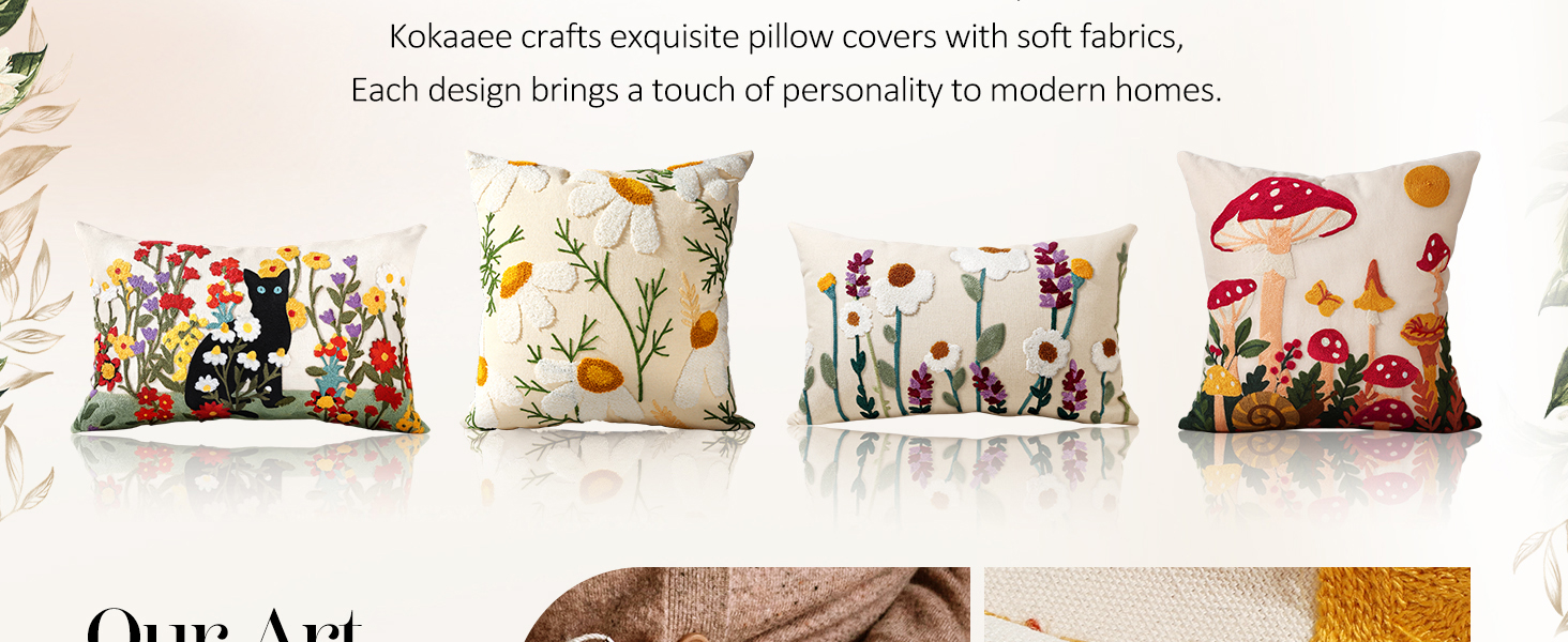 Embroidered Throw Pillow Covers