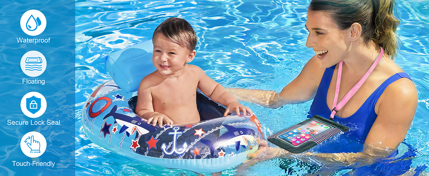 floating waterproof phone protector pouch iphone water case holder under water park pool Vacation