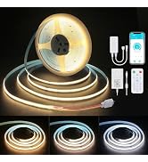 ALITOVE 32.8ft COB White LED Light Strip Tunable App Control 2700K-6500K CRI>90 CCT LED Tape Ligh...