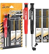 SUIN Mechanical Carpenter Pencil Set with Built-in Sharpener, 2.8mm Deep Hole Marker, for Woodwor...