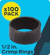 SharkBite 1/2 Inch Copper Crimp Rings, Pack of 100, PEX Pipe, PE-RT, 23102CP100