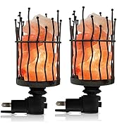 Himalayan Glow Natural Salt lamp, Pillar Nightlight, Wall Plug in, 360° Rotatable- 2-Pack by WBM