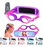 Vvinca Kids Swim Goggles for Age 2-8, Toddler-Goggles with Fabric Strap No Leak Pain-Free, Anti-F...
