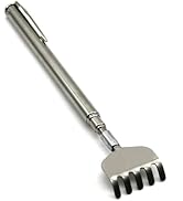 Silver Portable Expandable Back Scratcher, Metal Stainless Steel Telescopic Back Scratcher Tool D...
