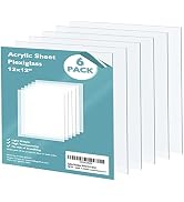 Egofine Plexiglass Sheets Acrylic Sheets 6 Pack of 12x12’’ 0.04 Thick Clear Plastic Cast Transpar...