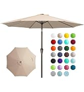 JEAREY 9FT Outdoor Patio Umbrella Outdoor Table Umbrella with Push Button Tilt and Crank, Market ...