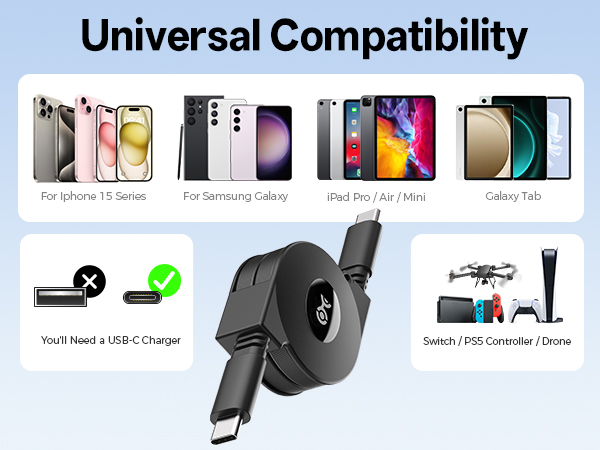 Retractable USB C Cable