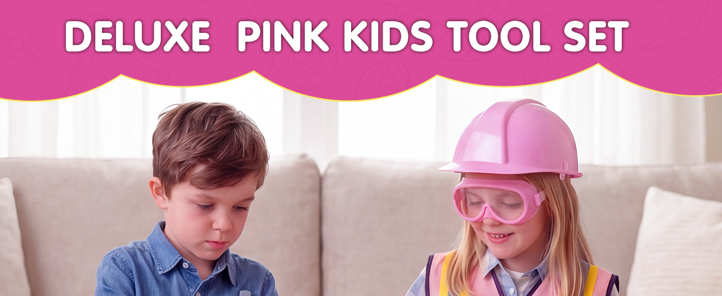 Deluxe Pink Kids Tool Set for Creative Little Builders