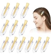 KesaPlan 12PCS No Bend Hair Clips, Silver Glitter No Crease Hair Clips for Styling, Creaseless Fl...