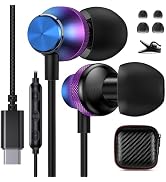 USB C Headphone for iPhone 16 Pro Max 15 iPad 10 Mini 6 Pixel 9 8a, COOYA Type C Wired Earbuds fo...