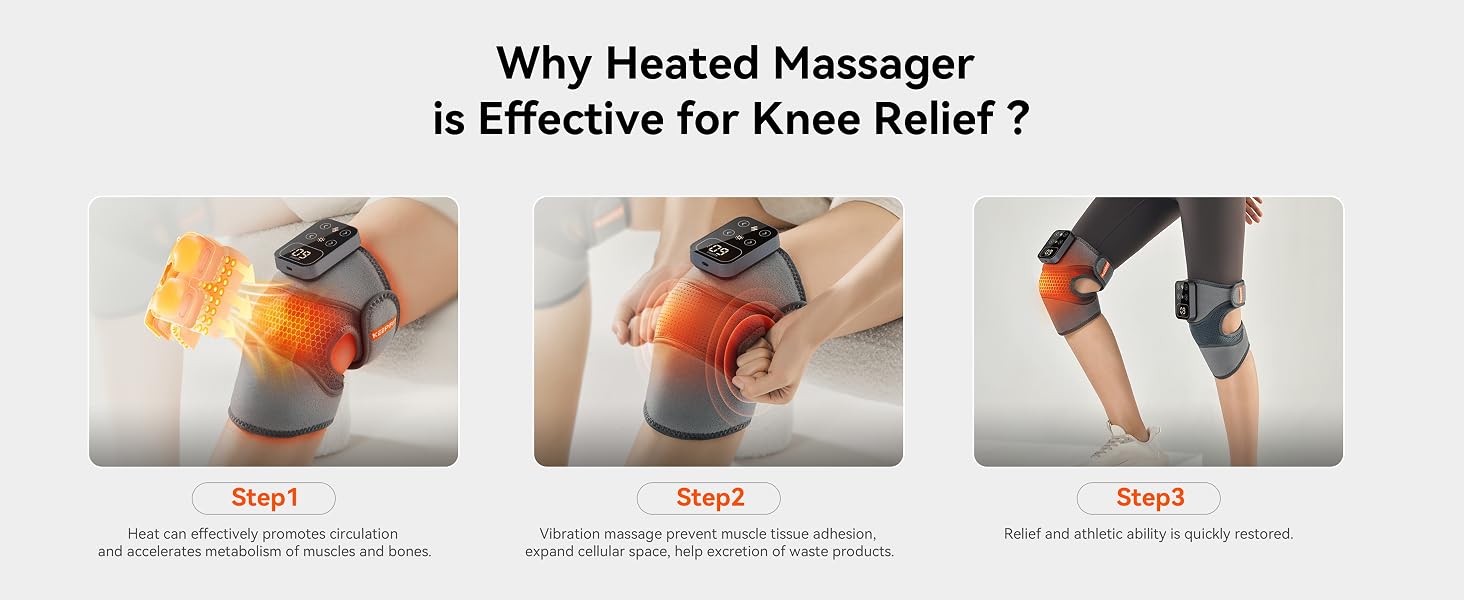 IKEEPFIT Cordless Knee Massager with Heat Vibration