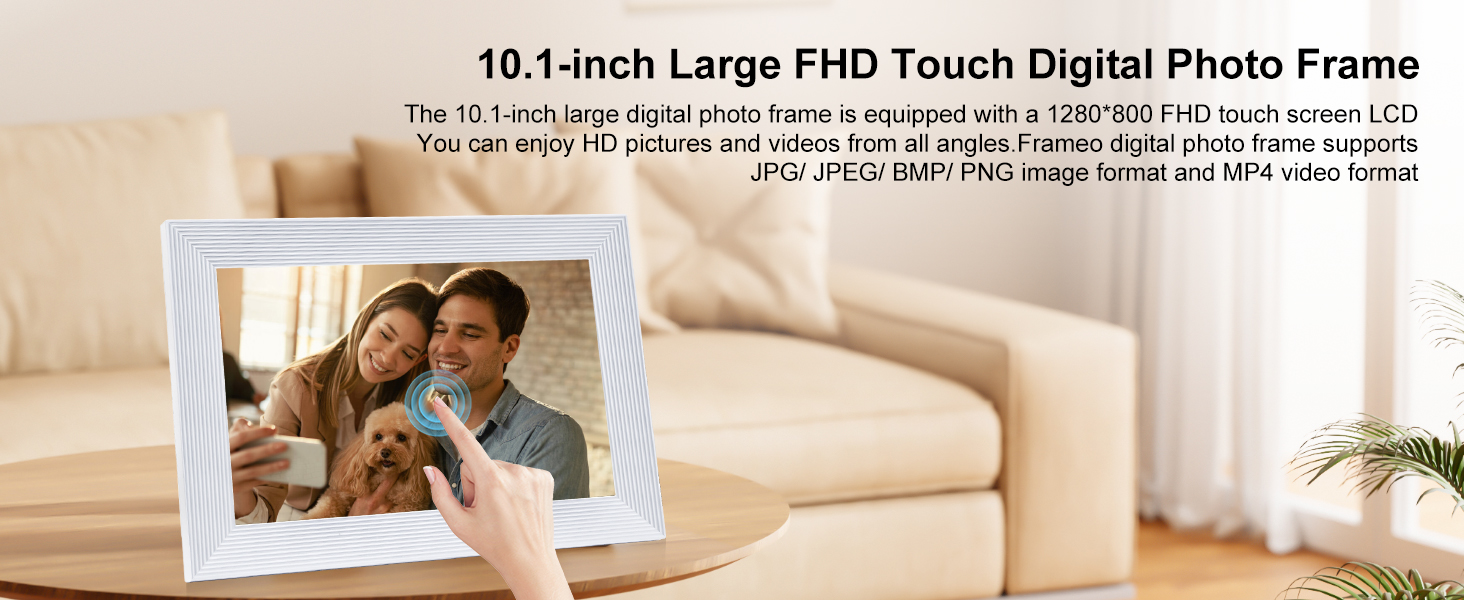 frameo white wifi digital picture frame 10.1 inch smart electronic load from phone for photos