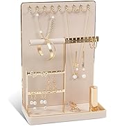 KAMIER Jewelry Organizer Stand for Women - 4 Tier Earring Organizer Tree Necklace Rack Jewellery ...