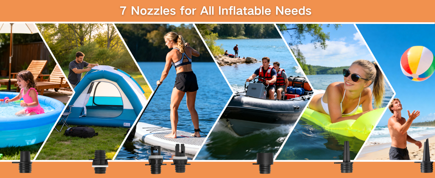 7 Nozzles for All Inflatable Needs