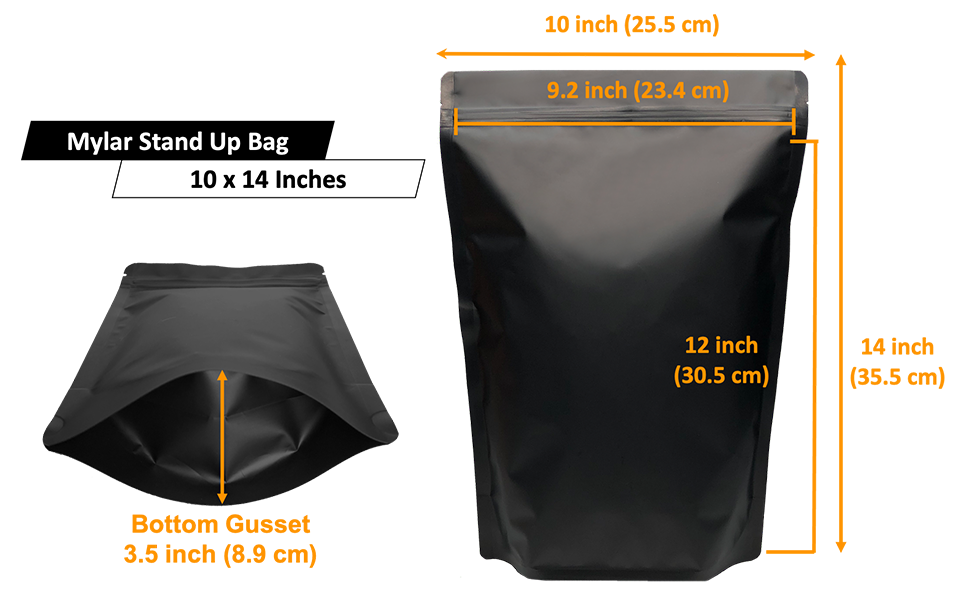 1 gallon mylar bags for food storage - 10x14 resealable sealable food pouch for long term storage