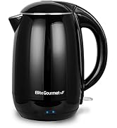 Elite Gourmet EKT1821 1.8L Double Wall Insulated, Cool-Touch Electric Kettle w/Stainless Steel In...