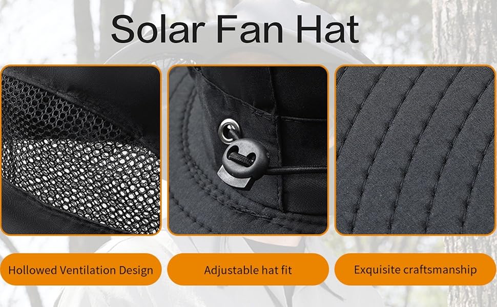 Wide Brim Solar Fan Outdoor Fishing Hat