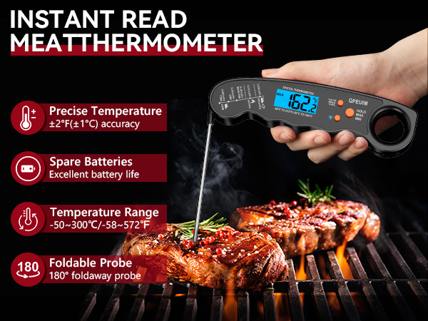 Meat Thermometer Digita Instant Read Waterproof Food Thermometer with Backlight