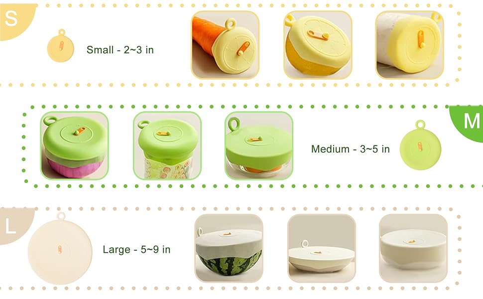 Reusable Stretch and Seal Lids with Easy-open Pull Tab and Day Indicator