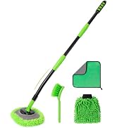 IVYROLL Car Wash Brush Kit, Long Handle, Microfiber Wash Mop, 15° Angled | 15° angled microfiber ...