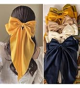 Satin Hair Bows 5 PCS Claw Clip for Women Girls,Premium black Bow-knot Hair Clips for Women Thick...