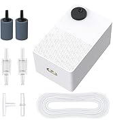 Pawfly Aquarium Air Pump with Dual Outlets Adjustable Quiet Oxygen Aerator Pump Kit with Airline ...