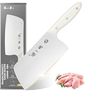 ZHANG XIAO QUAN SINCE 1628 Chinese Meat Cleaver 7.3”, Heavy Duty Chopper Knife 40Cr13 Stainless S...