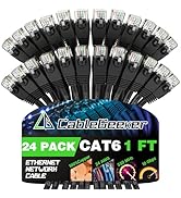CableGeeker Cat 6 Patch Cables 1 ft (24-Pack) - Cat 6 Ethernet Cable, Snagless RJ45, Cat 5e Patch...