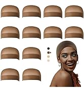 Dreamlover Wig Caps for Women, Brown Stocking Caps for Wigs, 12 Pieces