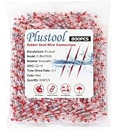 800PCS Red Solder Seal Wire Connectors AWG22-18, Plustool Solder Seal Heat Shrink Butt Connectors...